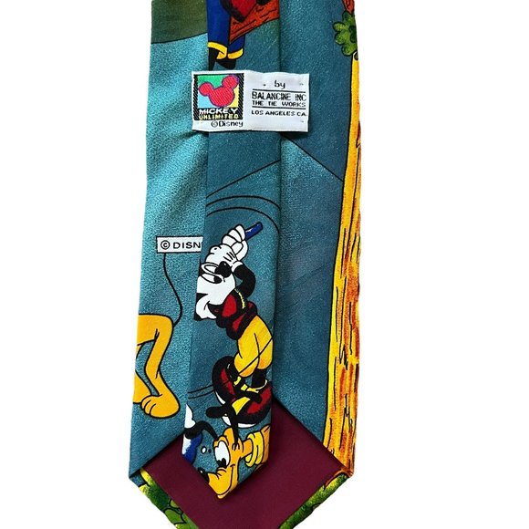 The Disney Store Men's Necktie  Mickey Mouse and Goofy Playing Golf - Picture 2 of 4